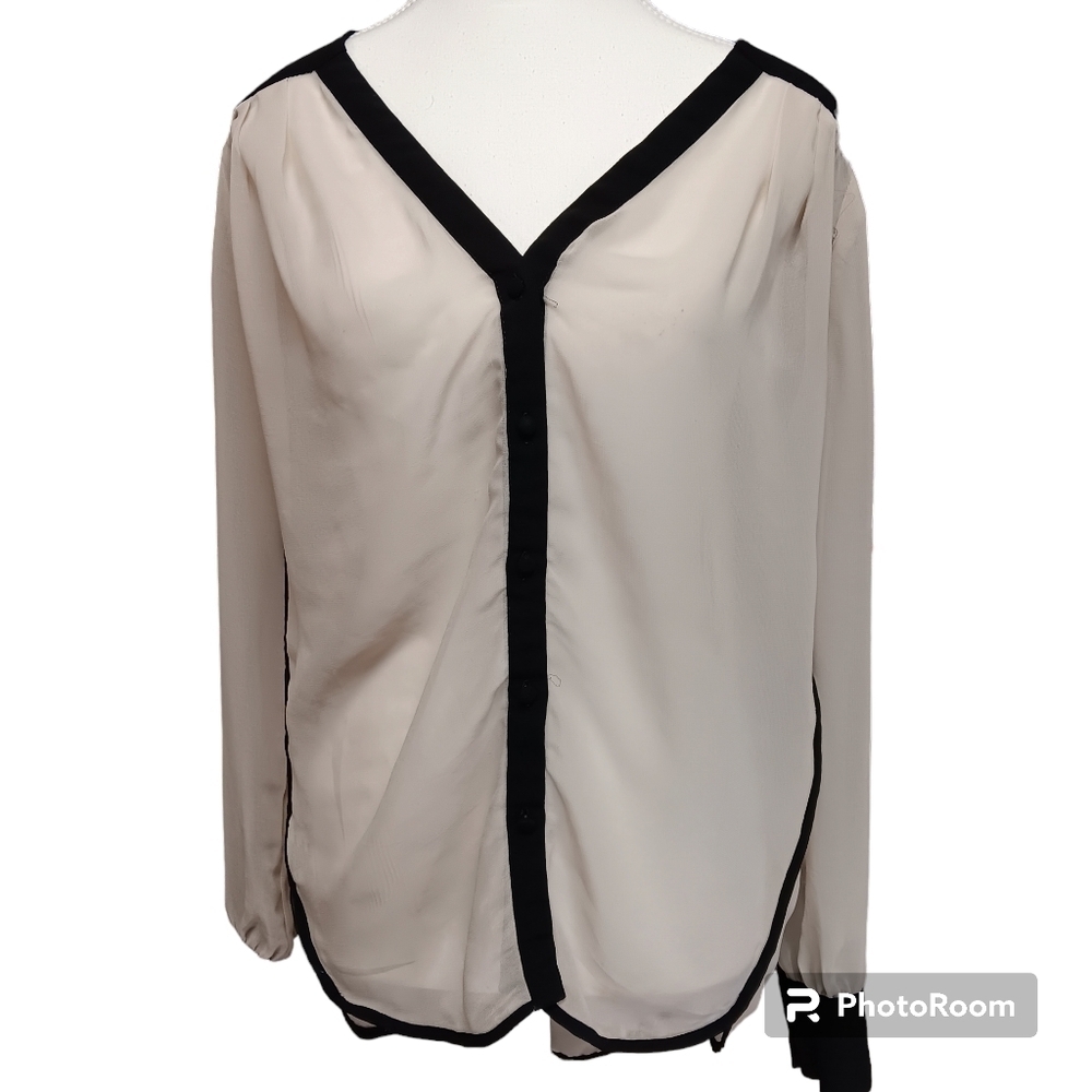 Bar III Sheer Button Down Shirt Cut Out Back Women's Size S